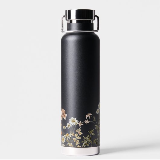 Waterverf Wildflower Garden Monogram Naam Waterfles (Achterkant)