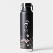 Waterverf Wildflower Garden Monogram Naam Waterfles (Voorkant)