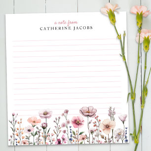 Waterverf Wildflower gepersonaliseerd Notitieblok