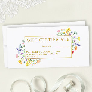 Waterverf Wildflower Goud Lijst Cadeaubon