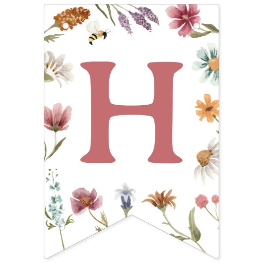 Waterverf Wildflower Happy Birthday Banner (Tweede vlag)