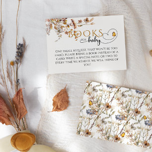 Waterverf Wildflower Herfst Baby shower boeken Informatiekaartje