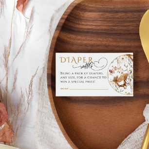 Waterverf Wildflower Herfst Baby shower luier Informatiekaartje