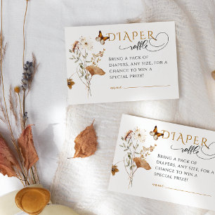 Waterverf Wildflower Herfst Baby shower luier Informatiekaartje