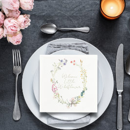 Waterverf Wildflower Krans Baby shower servet