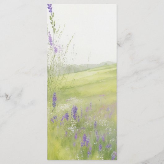 Waterverf wildflower landschap bruiloft menu (Achterkant)