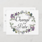 Waterverf Wildflower Lavendel Wijzig de datum Briefkaart (Voorkant / Achterkant)