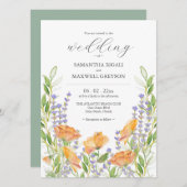 Waterverf Wildflower Maximalist Wedding Theme Kaart (Voorkant / Achterkant)