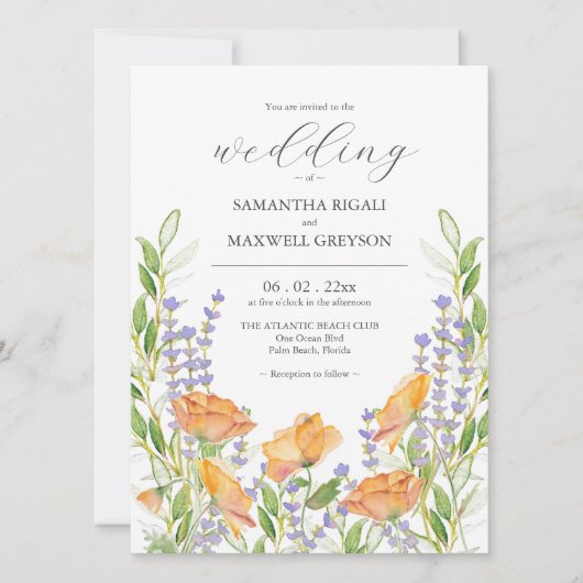 Waterverf Wildflower Maximalist Wedding Theme Kaart (Voorkant)