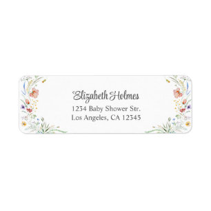 Waterverf Wildflower Meadow Baby shower Adres Etiket