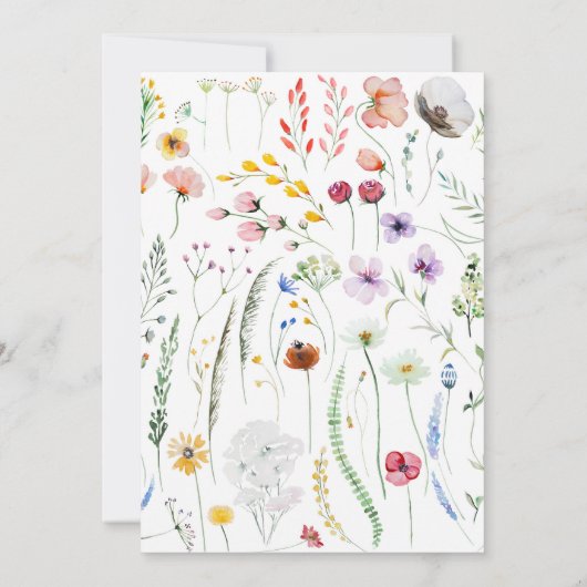 Waterverf Wildflower Meadow Bruiloft Uitnodiging (Achterkant)