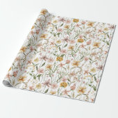 Waterverf Wildflower Meadow Floral Pattern Cadeaupapier (Uitgerold)