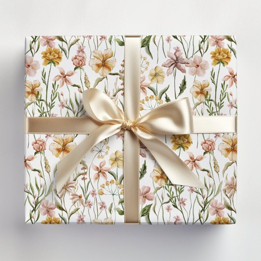Waterverf Wildflower Meadow Floral Pattern Inpakpapier Vel