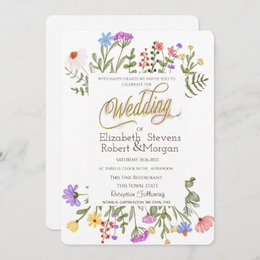 Waterverf Wildflower Meadow Kaart (Voorkant / Achterkant)