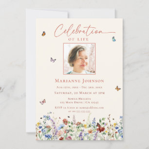 Waterverf Wildflower Memorial viering van het leve Kaart