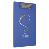 Waterverf Wildflower monogram wit rood blauw Klembord (Rechts)