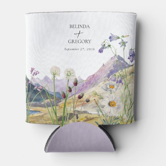 Waterverf Wildflower Mountain bruiloft gunst Blikjeskoeler (Voorkant)