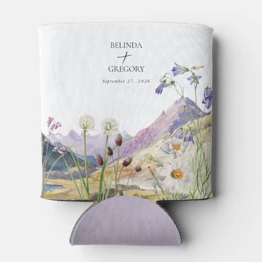 Waterverf Wildflower Mountain bruiloft gunst Blikjeskoeler (Achterkant)