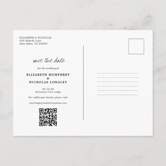 Waterverf Wildflower Mountain | Datum opslaan Aankondigingskaart (Achterkant)