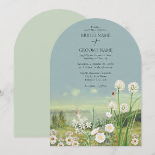 Waterverf Wildflower Mountain Landscape Wedding Kaart