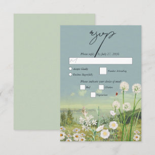 Waterverf Wildflower Mountain Landscape Wedding RSVP Kaartje