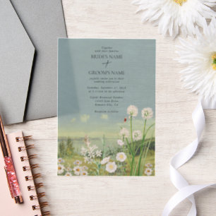 Waterverf Wildflower Mountain Landscape Wedding Vellum Uitnodigingen