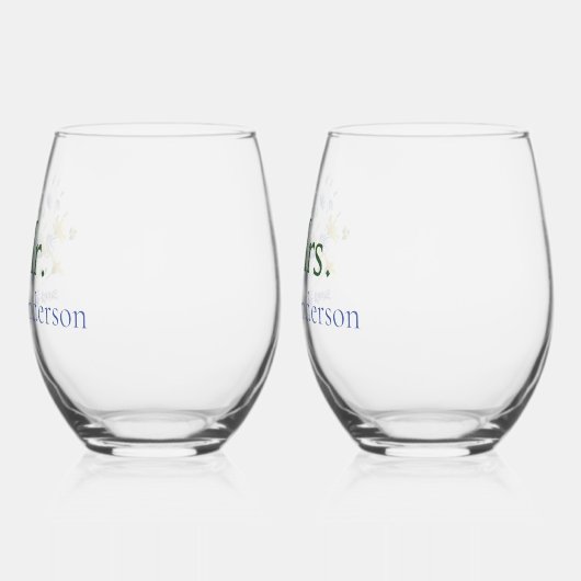 Waterverf Wildflower Mr en Mrs Wijnglas Zonder Voet (Links)