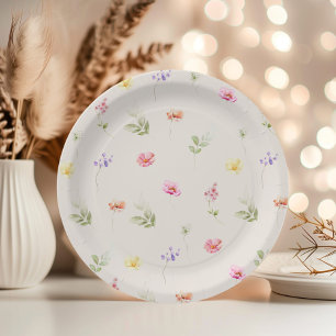 Waterverf Wildflower patroon baby shower Papieren Bordje