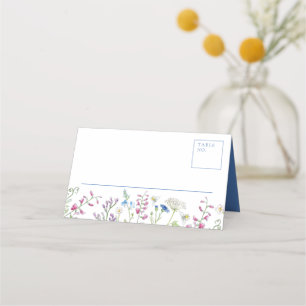 Waterverf wildflower schetsen wit blauw bruiloft