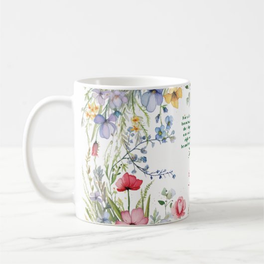 Waterverf Wildflower Schrift gepersonaliseerd Koffiemok (Links)