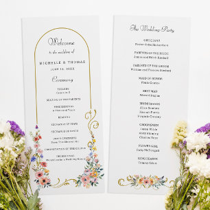 Waterverf Wildflower Spring Summer Arch Wedding Programma
