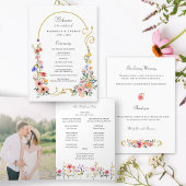 Waterverf Wildflower Spring Summer Arch Wedding Programma