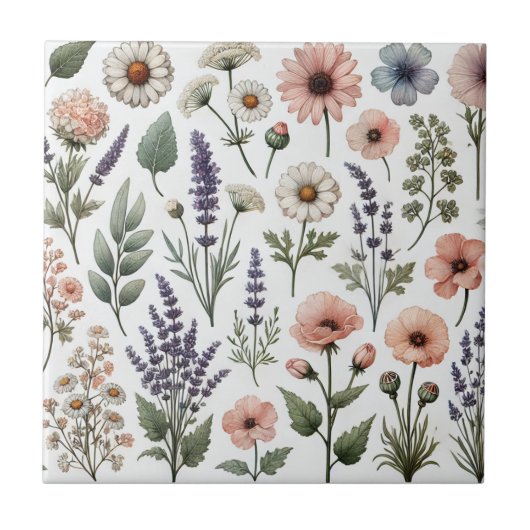 Waterverf Wildflower Spring & Summer Decor Tegeltje (Voorkant)