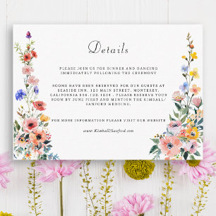 Waterverf Wildflower Spring Summer Wedding Informatiekaartje
