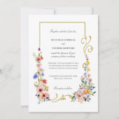 Waterverf Wildflower Spring Summer Wedding Kaart (Voorkant)