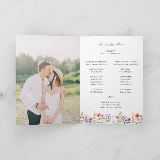 Waterverf Wildflower Spring Summer Wedding Programma (Binnen)