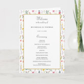 Waterverf Wildflower Spring Summer Wedding Programma (Voorkant)