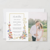 Waterverf Wildflower Spring Summer Wedding Save The Date (Voorkant)