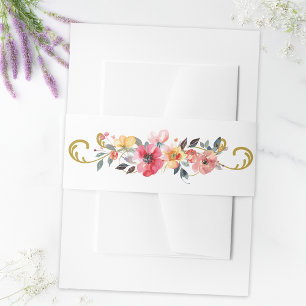Waterverf Wildflower Spring Summer Wedding Uitnodigingen Wikkel