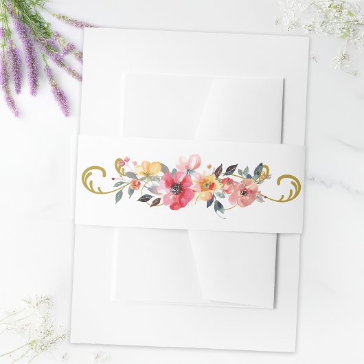 Waterverf Wildflower Spring Summer Wedding Uitnodigingen Wikkel