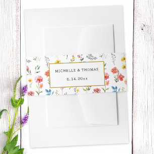 Waterverf Wildflower Spring Summer Wedding Uitnodigingen Wikkel