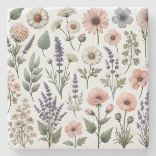 Waterverf Wildflower Stijlvolle Lente & Zomer Stenen Onderzetter