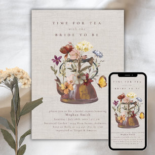 Waterverf Wildflower Tea Party Vrijgezellenfeest Kaart