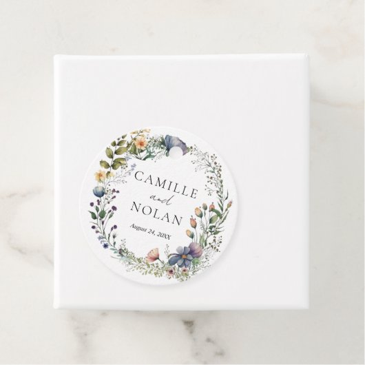 Waterverf Wildflower Tuin Boog Bloemen Bruiloft Bedankjes Labels (In situ)