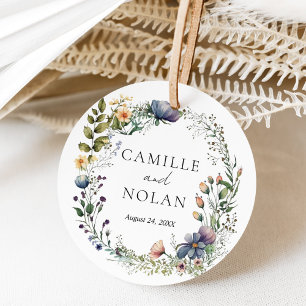 Waterverf Wildflower Tuin Boog Bloemen Bruiloft Bedankjes Labels