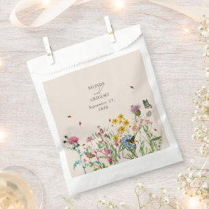 Waterverf Wildflower Tuin & Insecten Bruiloft Bedankzakje