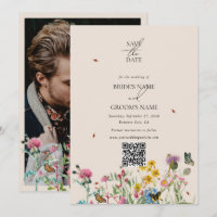 Waterverf Wildflower Tuin Paar Foto Bruiloft