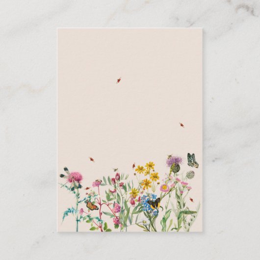 Waterverf Wildflower Tuin QR Code Bruiloft Informatiekaartje (Achterkant)