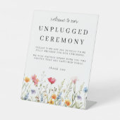 Waterverf Wildflower Unplugged Ceremony Wedding Reclamebord Met Voetstuk (Voorkant)