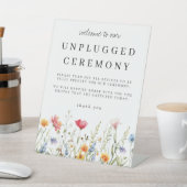 Waterverf Wildflower Unplugged Ceremony Wedding Reclamebord Met Voetstuk (Insitu)